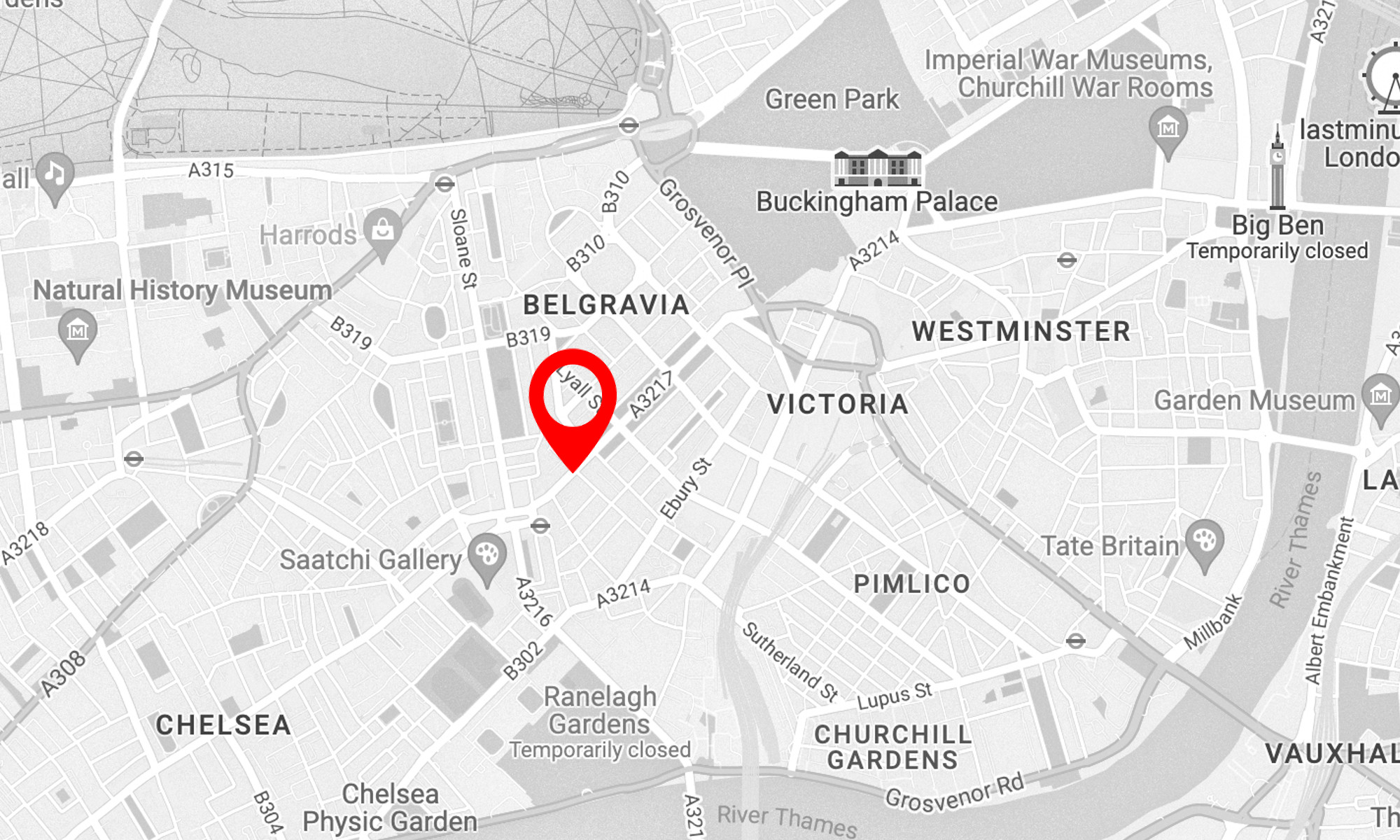 Eaton Gate Practice Belgravia Black and White Map